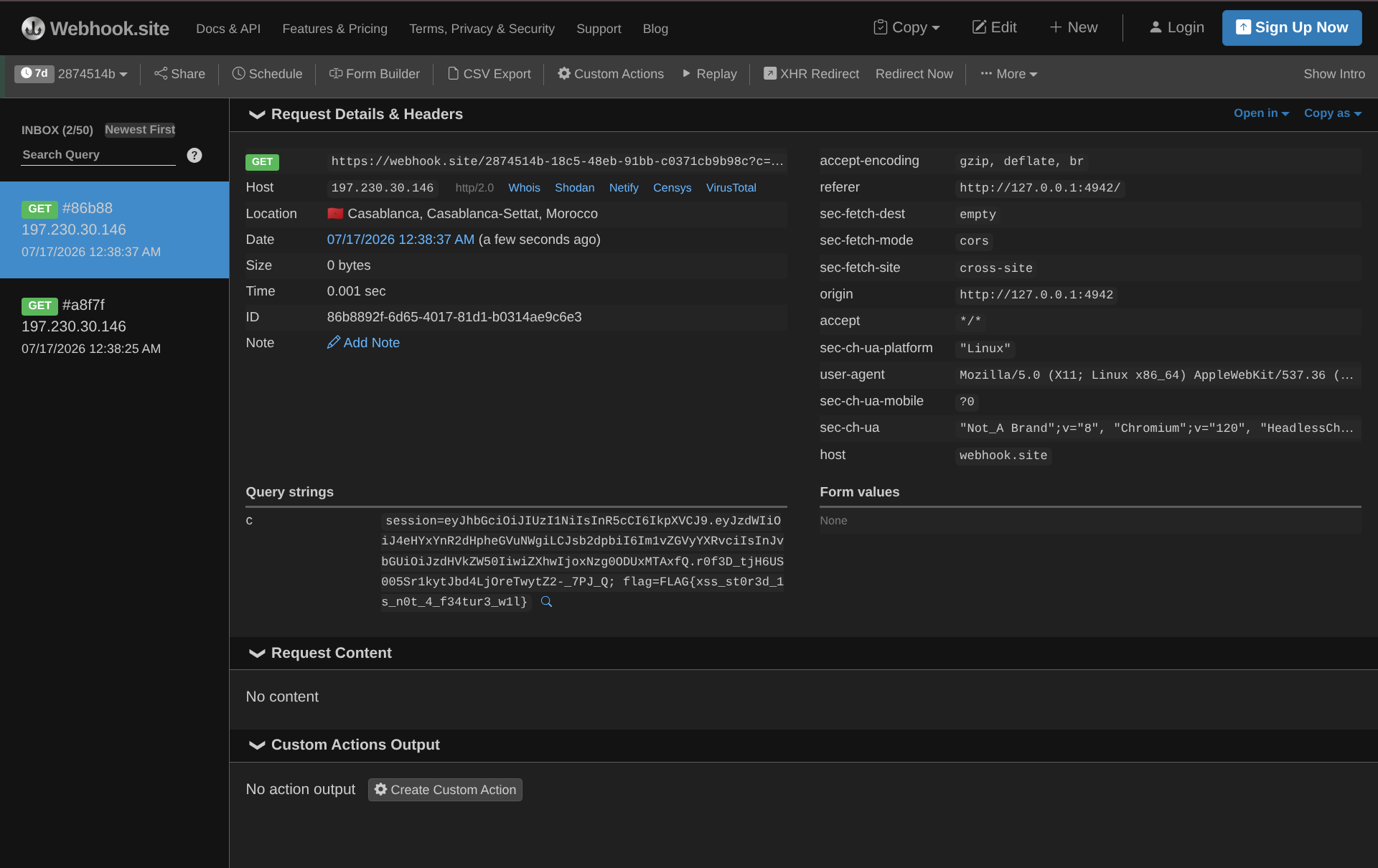 Exfiltrated cookies and the stored-XSS flag